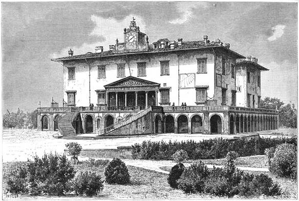 De koninklijke villa te Poggio a Cajano.