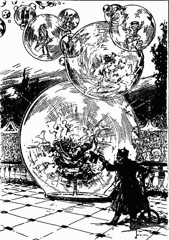 Image i254.jpg: THE WIZARD BLEW A BUBBLE AROUND SANTA CLAUS