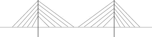 Harfenförmige Schrägseilbrücke