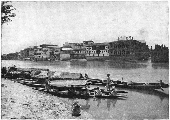 Sher-Garhi, het paleis van den Maharadja te Srinagar.