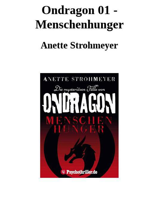 Anette Strohmeyer - Ondragon 01 - Menschenhunger