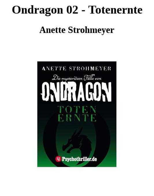 Anette Strohmeyer - Ondragon 02 - Totenernte