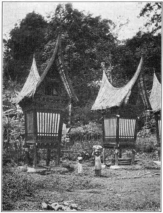 De Minangkabauer bouwt een rijstschuur die gelijkt op een wieg, op palen gezet en spits overkapt.
